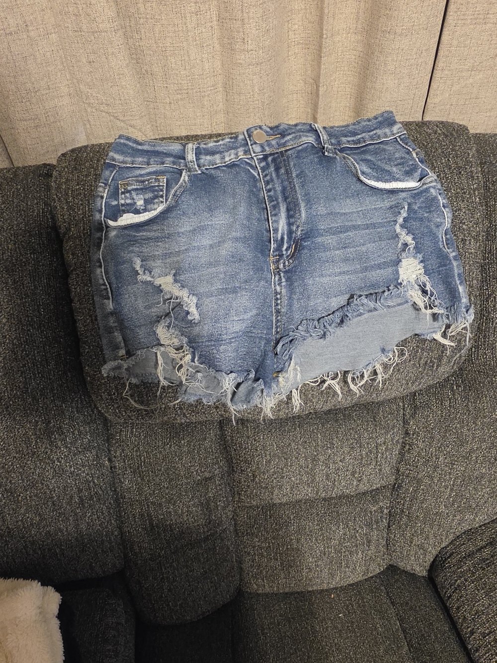 SHEIN Distressed Light Blue Denim Shorts